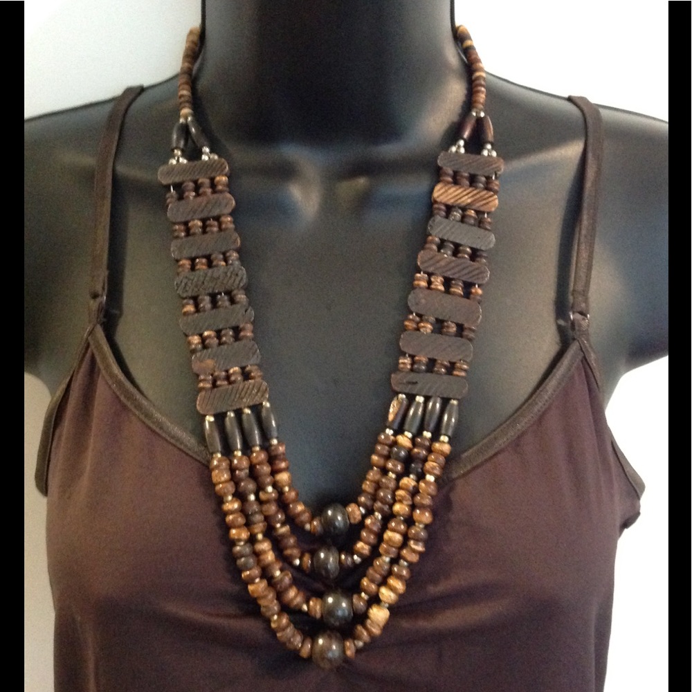 2/$40 HAND CRAFTED NECKLACE, NWOT, REAL WOOD